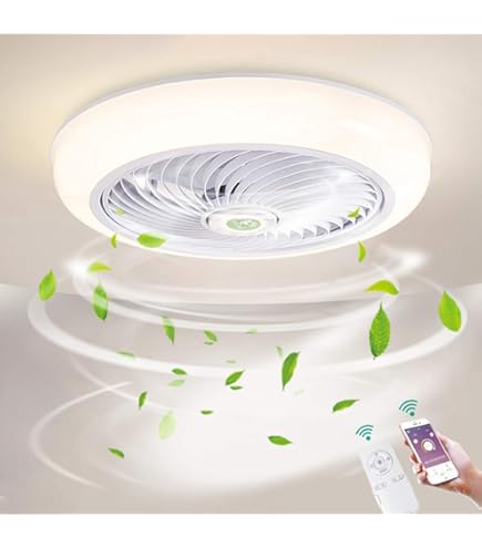 Moderne Plafondventilator met Verlichting, Dimbare Led Plafondlamp, Instelbare Ventilator Lamp, Stille Plafondventilator met Lamp en Afstandsbediening voor Woonkamer Slaapkamer Kinderkamer, 48cm, 40W