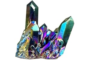 GXFCAI Lovely Rainbow Angel Aura Crazy Amethyst Clusters Natural Quartz Crystal Rough Lealing Stone For Children Gifts