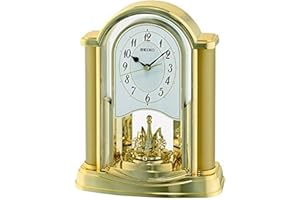 Seiko Rotating Pendulum Clock Gold, Wood, 10x20x25 cm