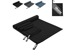 Vikcvcsc Set di 4 Asciugamano Microfibra Nero