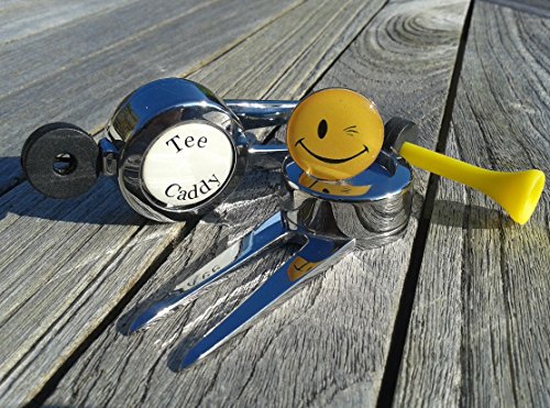 Tee Caddy, 5 in 1 tee retrieving device, Sharpener, Ball marker