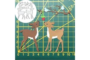 BEETIRRYHU 2Pcs Christmas Deers Metal Die Cuts, Christmas Deer Metal Cutting Dies Cut Stencils Card Paper Craft DIY Template Metal Cutting Dies Album Embossing Paper Dies for Card Making Scrapbooking
