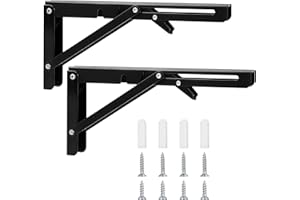 YIPHOMN Consola plegable, bisagras para cargas pesadas, plegable, soporte de estante angular, ángulo de plegado de hierro de 90 grados, ángulo plegable para el hogar, cocina, ofi