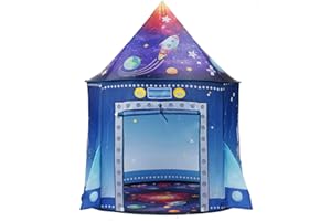 ZIMITEDA Zelt Für Kinder Spielzelt Raketenspielzelt Spielhaus Kleinkinder Jungen Zelt drinnen draußen großes Raumschiff Astronauten Pop-up tragbares Heimkostümparty Geburtstagsgeschenk
