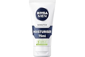 NIVEA MEN Sensitive Face Moisturiser (75ml), Hydrating Moisturiser with 0% Alcohol, Made for Sensitive Skin, Men's Skin Care Essentials