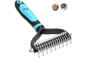 BONVE PET Brosse Chien Brosse Chat, Brosse Chien Poil Long, Brosse Pour Chiens,Râteau de Toilettage pour Chien et Chat Réduit Efficacement la Perte de Cheveux Jusqu'à 95% (Bleu)