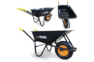 ANDIARBEIT® Bob skottkärra 100 l – robust plåtbricka, luftdäck, 220 kg bärkraft, ergonomiska handtag för optimalt grepp – perfekt för tungt utomhusarbete