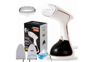 REVALINX Plancha Vertical Vapor 1800W, Portátil y de Mano 2 en 1 con Pantalla LCD, Depósito 320ml, Antigoteo, Calentamiento Rápido – Steamer para Ropa Viaje y Hogar