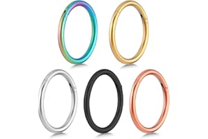 Yolev 5Pcs Nose Rings Hoop Set 316L Surgical Steel Earrings Tragus Septum Piercing Cartilage Hoop Nose Piercing Jewelry Stainless Steel Helix Tragus Lip Septum Ring Cartilage Earring