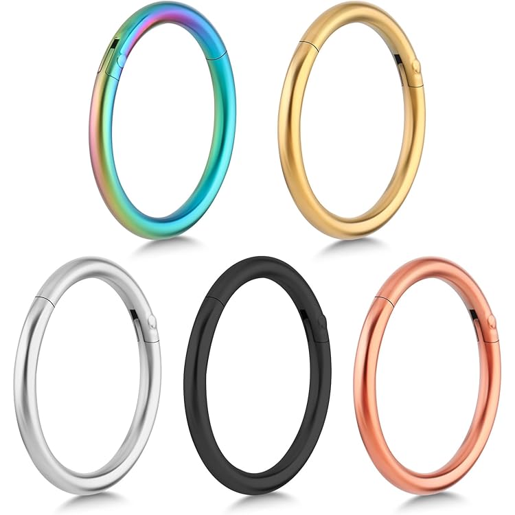 Popuhoops Dubbele Hoop Neusring Tweekleurig 316L Chirurgenstaal Knorpel Oorring Septum Ring Sieraden Scharnier Clicker Ring Conch Daith Tragus Helix Piercing Lichaamssieraad Lippenring 1,2mm/1,0mm