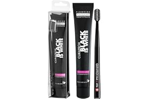 Curaprox Para Adultos Kit De Blanqueamiento Dental | Pasta Dental De Carbón Activado Y Cepillo De Dientes Suave | Pasta Dental De 90 ml + Cepillo Negro