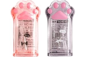 KQNM Sacapuntas de 2 piezas con depósito,patas de gato,sacapuntas de agujeros Sacapuntas para niños Maquillaje para diferentes tipos de lápices Estudiantes Escuela Oficina Viaje,plástico-rosa y gris