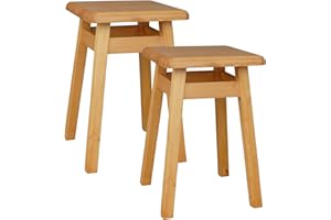 ‎METDREW Metdrew Holzhocker | Sitzhöhe 45 cm, 29 x 29 cm | Für Küche & Essbereich | Quadratische Form | Eckiges Design | Rustikaler Look | Schlichter Hocker | 2 Stück| Farbe: Erle