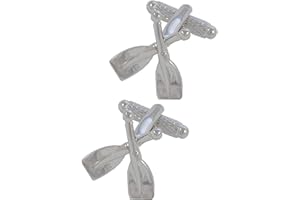 COLLAR AND CUFFS LONDON - Boutons de Manchette avec Boite-Cadeau - Grand Qualité - Avirons - Laiton - Couleur Argent - Nautique Bateau Canoë Faire du Kayak