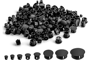KJG Abdeckkappen für Bohrlöcher 120 Stück Blindstopfen 6/8/10/12/16/20/22/25mm Kunststoff Lochstopfen Kunststoff Möbel-Abdeckkappen Schwarz Abdeckstopfen für Bohrlöcher für Schränke Maschinen Möbel