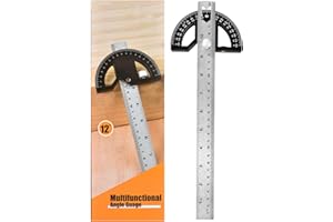 NS JUVYIG Rapporteur d'angle réglable en acier inoxydable avec outil de mesure de 0 à 180 degrés pour l'amélioration de la maison (noir, 30,5 cm, alliage)