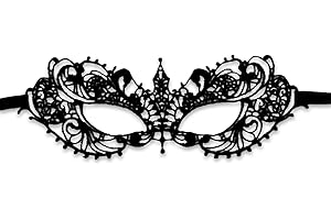 Hopzab Black Lace Masks Elegant Half Mask Masquerade Masks Mystery and Sexy Black Eye Mask for Women Men,Masquerade Carnival Venetian Proms Party Ball Dresses