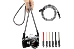 Eorefo Sangle de caméra en corde,100cm Nylon Sangle pour appareil photo Sangle/Bandoulière de cou pour Appareil Photo sans Miroir et DSLR.(Gris)