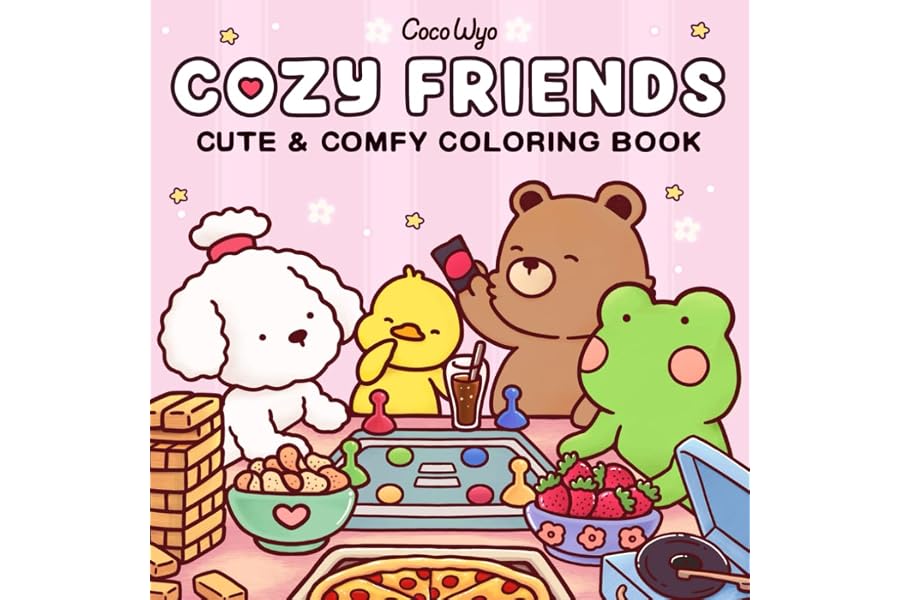 Cozy Friends: Coloring Book for Adults and Teens Featuring Super Cute Animal Characters with Easy and Simple Designs for Rela