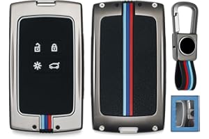 Yamlten Autoschlüssel Hülle Renault 1 Stück,Kadjar Captur koleos Clio Zoe Megane (IV/4) Dacia Duster, Schlüsselhülle Cover für Renault 4 Tasten ZinkLegierung mit Schlüsselanhänger-Schwarz