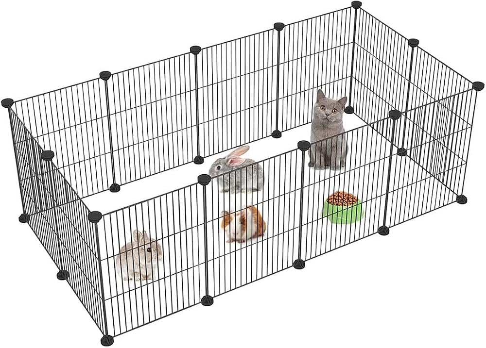 Evcil Küçük Hayvan Kedi Köpek Kuş Evi Kafesi Oyun Parkı Portatif Taşınabilir Metal Tel 12 Panel