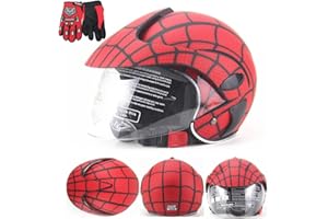 RJHH Caschi per motocicli per Bambini, Ragazzi e Ragazze, Scooter per Biciclette per Bambini Caschi e Guanti da Moto, Sport all'aperto, Adatti a 3-8 Anni,A
