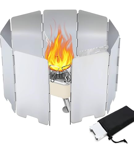 Pare-vent Pliable Pour Réchaud De Camping - 14 Plaques Aluminium, Déplié 117 Cm, Plié 24 Cm, Avec Sac De Rangement