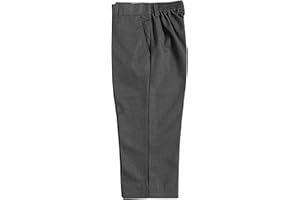 YAHOMI® Uniforme escolar para niños y niños, cintura media elástica, pantalones de teflón, dos bolsillos laterales, parte delantera plana (edad 2-12 años)