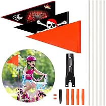 Set 3 Bandierine Di Sicurezza Per Bicicletta Bambini - 150 Cm Con Perline Per Raggi, Gagliardetti Colorati