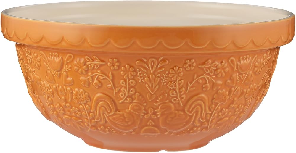 Mason Cash Home to Roost Karıştırma Kasesi | Kabartmalı Tavuk ve Horoz Tasarımlı 24cm Toprak Kap | Hamur, Pasta ve Kek Karıştırma için Klasik Fırın Malzemeleri | Bulaşık Makinesi ve Dondurucuda