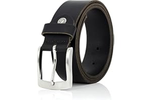 LINDENMANN Men's Leather Belt 40 mm Wide Belt Full Cowhide Leather Black