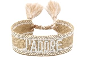 Ormromra Generisch Bracelets tressés, brodés à la main, bracelets d'amitié réglables, bracelet bohème, bracelet en tissu à glands, beige pour femme, Non