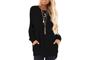 AUSELILY Camicia a Maniche Lunghe da Donna Top con Tasche