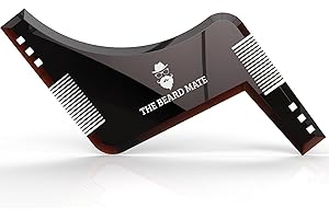 THE BEARD MATE Beard Shaping Tool Template Plus Comb for Line Up & Edging, Men's Facial Hair Hairline Perfect Symmetric Lines and Trim