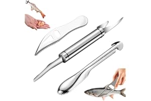 ROONTIN Fish Scaler Remover - 3PCS Stainless Steel Fish Scale Scraper Shrimp Line PeelerFish Descaler Tool for Fast Scales Peeling
