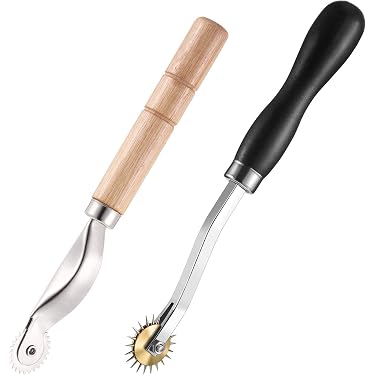 Roue De Traçage Couture - 2 Pièces Acier Et Bois - Pour Cuir, Tissu, Papier - Espacement 3mm
