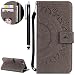 Produktbild HUDDU Mandala Totem Blumen Tasche Leder Schutzhülle für iPhone 7 Plus / iPhone 8 Plus Hülle Flip Handyhülle Slim Wallet Case Cover Ultra Dünn Ledertasche im Bookstyle mit Kartenfach Magnetverschluss Stand Wrist Strap Notebook Brieftasche Etui Handytaschen für Apple iPhone 7 Plus / iPhone 8 Plus Klapphülle Mädchen (Grau)