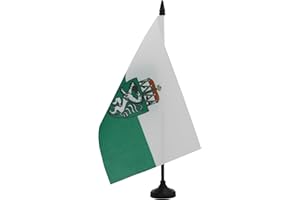 AZ FLAG - Tischflagge Steiermark 21 x 14 cm – kleine Flagge von Steiermark für den Schreibtisch, 100% Polyester, mit Fahnenstange von 25 cm und Sockel aus schwarzem Kunststoff