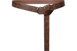 HiiFeuer Medieval Embossed PU Leather O-Ring Belt, Retro Renaissance Knight Belt
