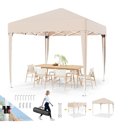 Gazebo Pieghevole 3x3 Metri - Struttura Acciaio, Telo Idrorepellente 160g/m², Con Sacche Pesi - Foto 5