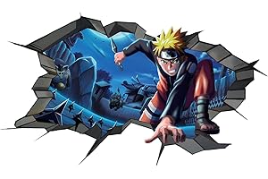 GFMODE Stickers Muraux Série Animée Autocollant Mural Ninja Ninjutsu Cool Muraux Enfants Décoration de Chambre Garçons Filles