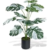Nettenevime Yapay &Ccedil;i&ccedil;ek Saksıda Monstera Yeşil Beyaz Deve Tabanı 12Dal 70cm Salon &Ccedil;i&ccedil;eği Yapay Bitki
