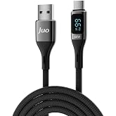 Juo 66W Dijital Led Ekranlı &Ouml;rg&uuml;l&uuml; USB-A to USB Type-C Hızlı Şarj ve Data Kablosu 2 Metre