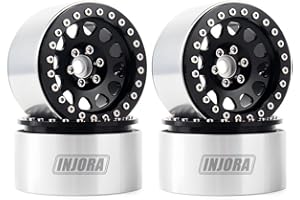 INJORA 4 Stücke 2,2 Beadlock Felgen Metall Räder Felge Set für 1:10 RC Rock Crawler Axial SCX10 RR10 Wraith 90048 90018 TRX4 (Schwarz)