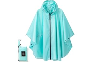 Royalotic Rain Poncho Reusable Adult Waterproof Hood Raincoat Packable Rain Jacket Zipper Rainwear Lightweight Cape with Pocket