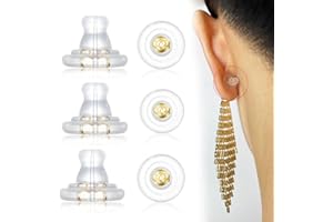 Nayyana Lot de 6 fermoirs de boucles d'oreilles de rechange en silicone doré 18 carats - Fermoir sécurisé pour boucles d'oreilles pendantes - Non irritants et hypoallergéniques