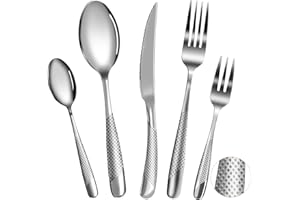 FANTICDE Set Couverts de Table 8 personnes, ensemble de couverts inox 40 pièces, omprend des couteaux/fourchettes/cuillères,lavable au lave-vaisselle,facile à nettoyer