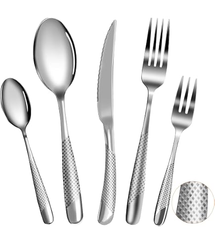 LEKOCH Set 4 Pièces Couverts Noir Acier Inoxydable 18/10 - Design Moderne Et Élégant