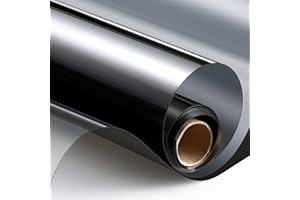 ‎HOOTOWN HooTown Fenster Sichtschutz Folie, Spiegelfolie One Way Reflektierende Fensterfolie, UV-Schutz Sonnenschutz & Wärmeisolierung Tönungsfolie für Büro und Haus [44,5x200 cm] - Silber Schwartz