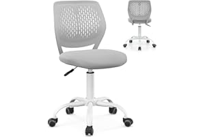 GYMAX Kids Desk Chair, Height Adjustable Study Chairs with PU Casters, Gas Lift, Children Swivel Computer Chair for School Home, Load Capacity 110kg (Grey)